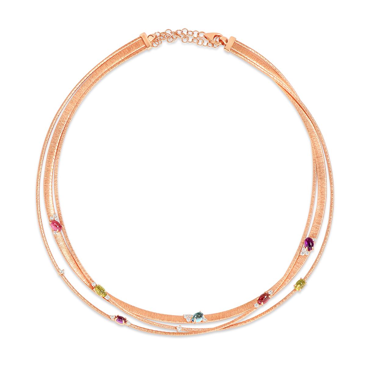 Brilliant Cut Fashion Necklace with Rainbow Drops and White Brilliant-Cut Diamond Accents For Sale