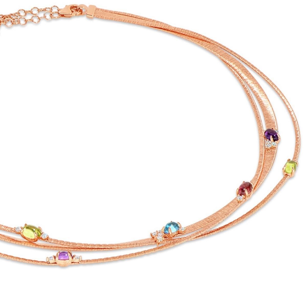 Fashion Necklace with Rainbow Drops and White Brilliant-Cut Diamond Accents For Sale 1