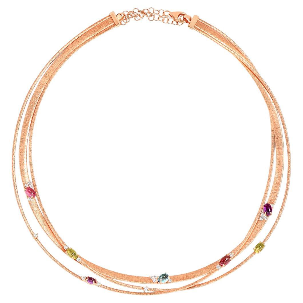 Fashion Necklace with Rainbow Drops and White Brilliant-Cut Diamond Accents For Sale