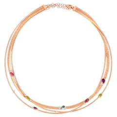 Fashion Necklace with Rainbow Drops and White Brilliant-Cut Diamond Accents