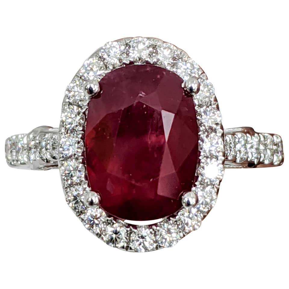 GIA Certified Ruby Ring with Diamonds For Sale at 1stDibs