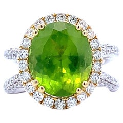 Fashion Peridot Halo Ring (Ref #17959)