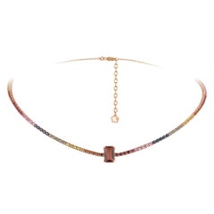 Collana in oro rosa 18 carati con zaffiri rosa blu e verde Pink Diamond per lei