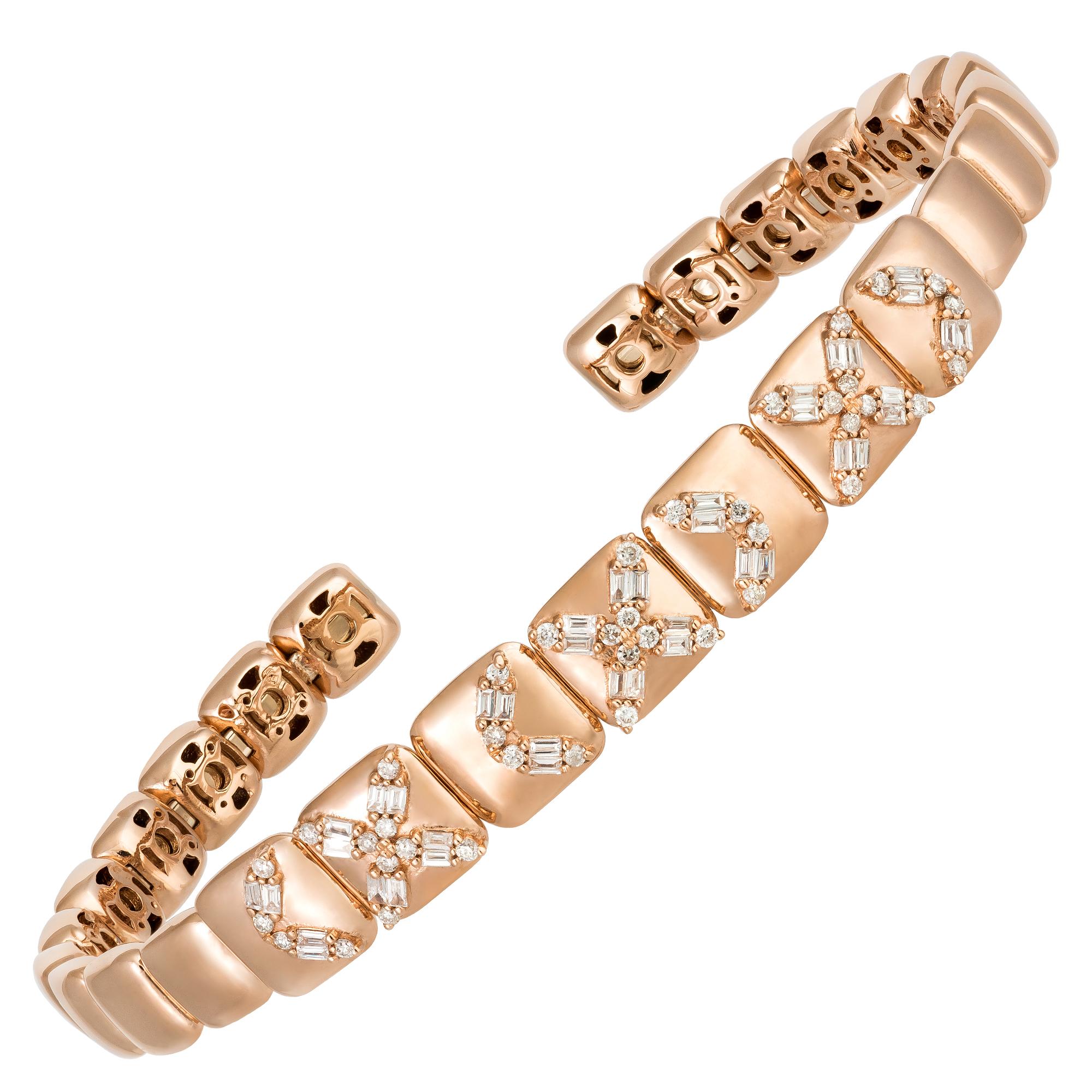 Modern Fashion Pink Gold 18K Bracelet Diamond for Her For Sale