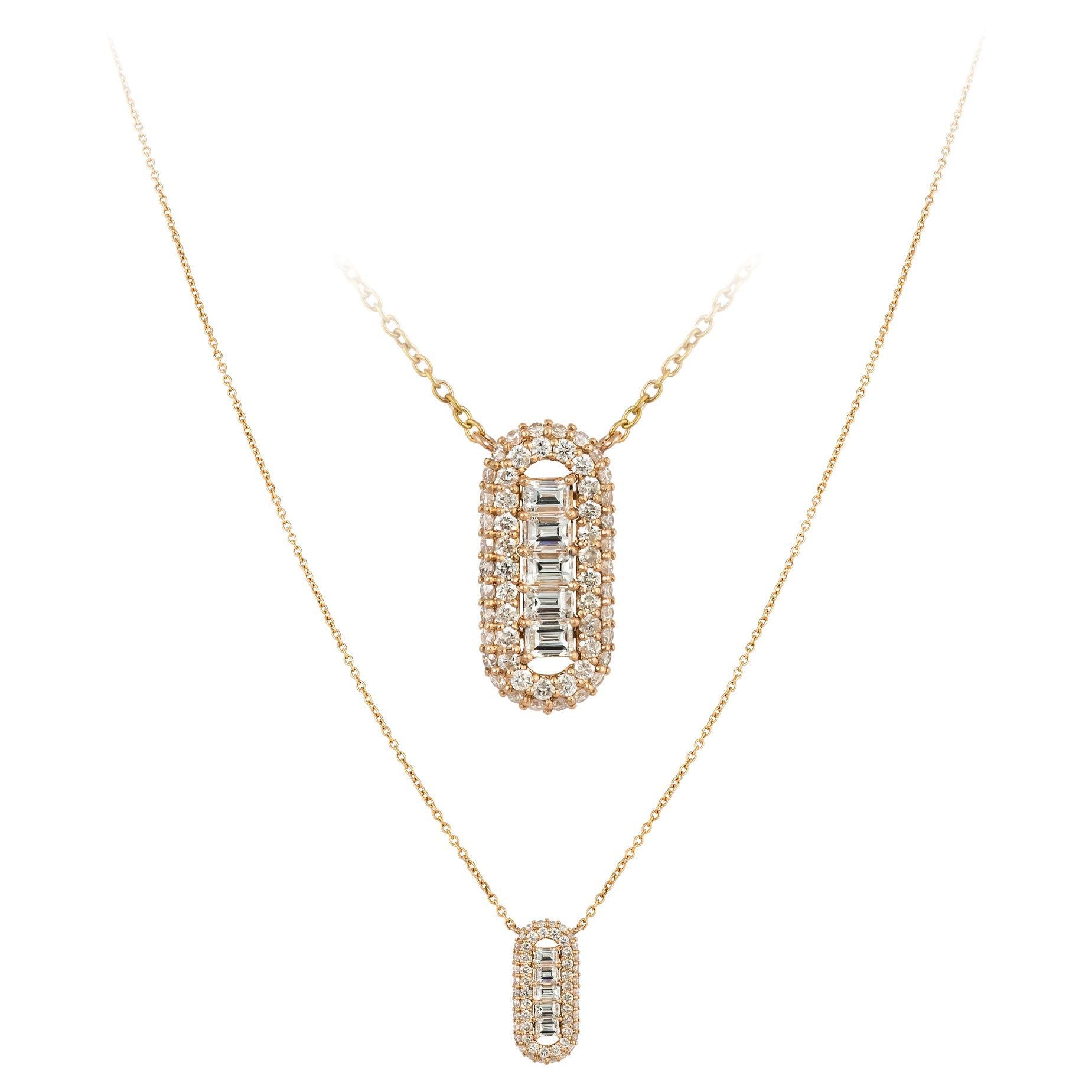 Fashion Pink Gold 18K Necklace Diamond For Her For Sale