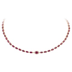 Collier en or rose 18K avec rubis et diamants pour elle