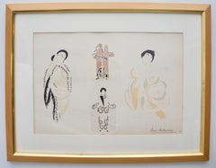 French Fashion Print in Gouache by Sonia Delaunay