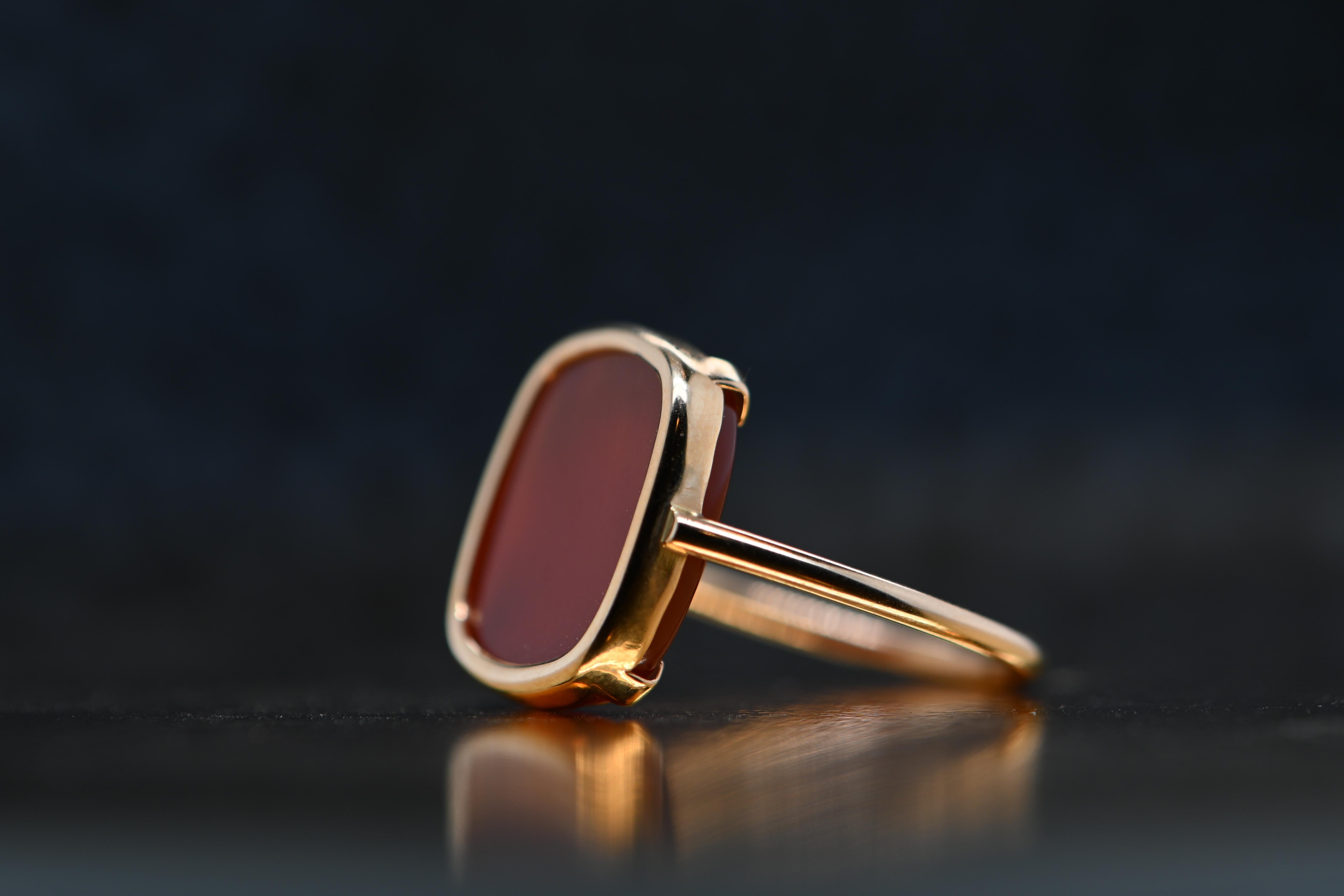 Fashion Ring Agate Rouge Rose Gold 18 Karat In New Condition For Sale In Vannes, FR