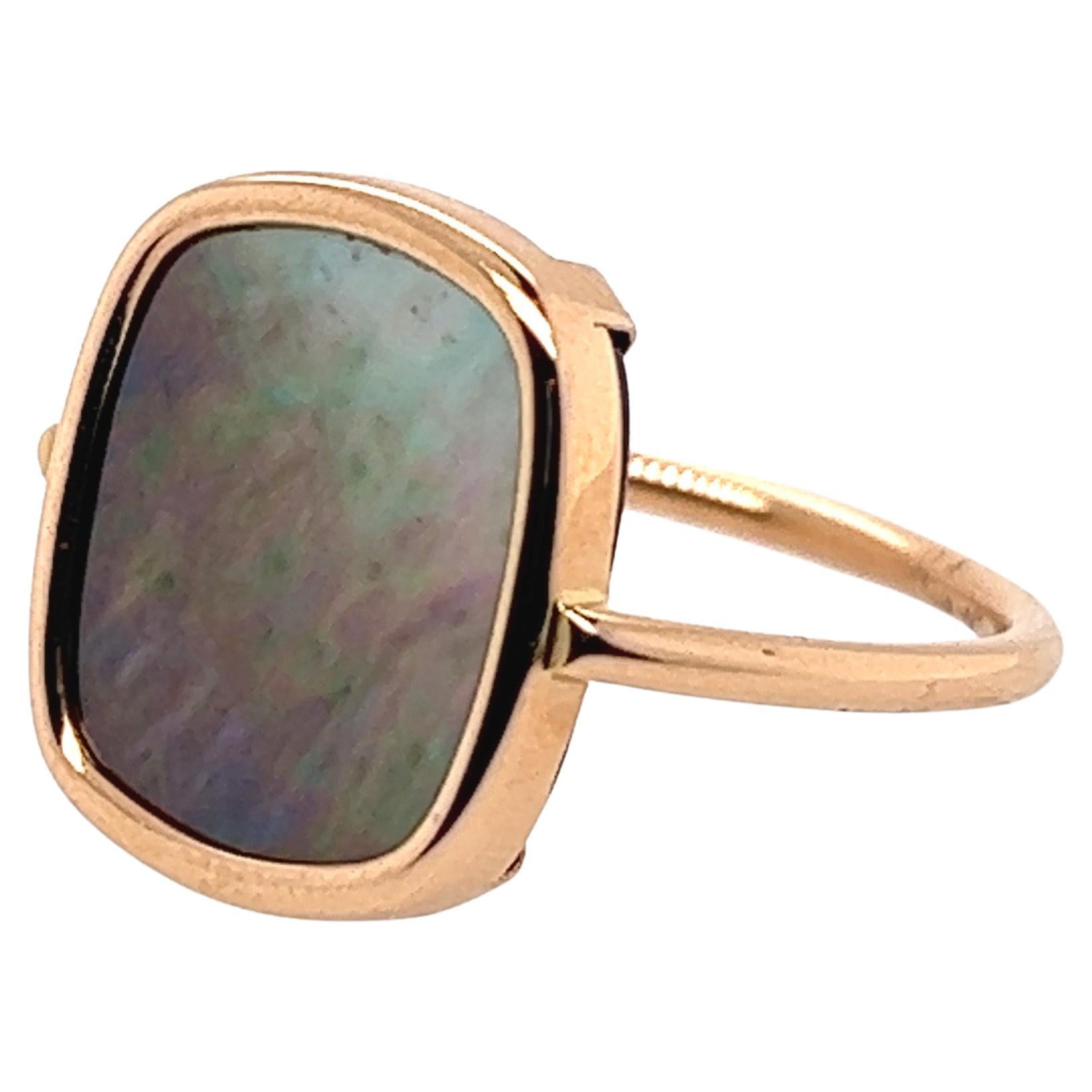 Fashion Ring Black Mother-Of-Pearl Rose Gold 18 Karat For Sale