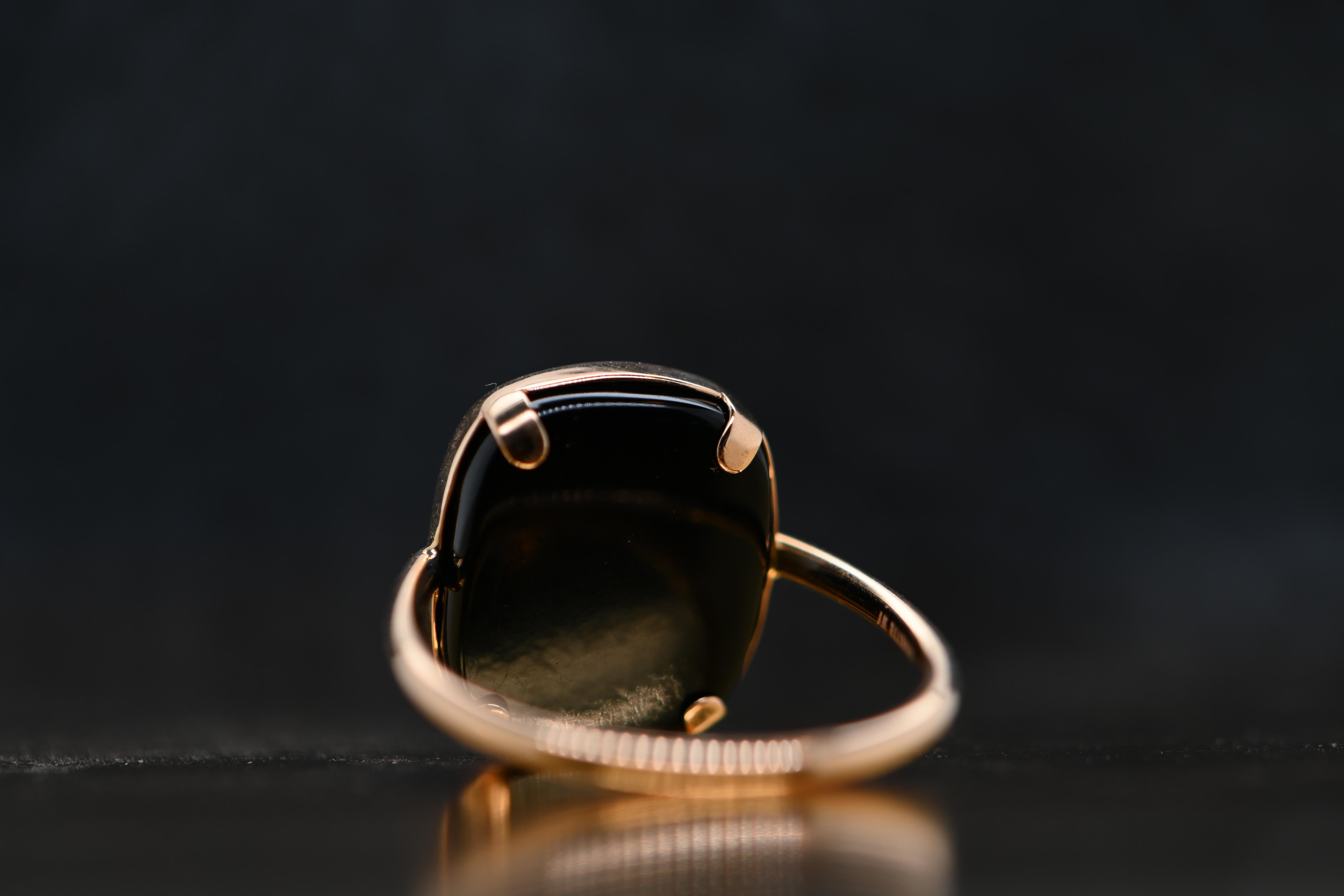 Rose Cut Fashion Ring Black Onyx Rose Gold 18 Karat For Sale