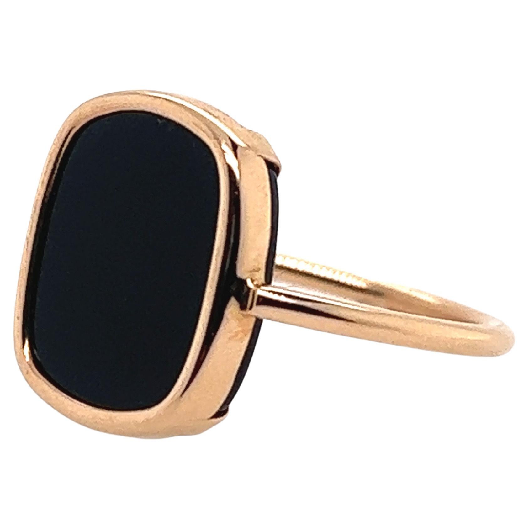 Mode Ring Schwarzer Onyx Rose Gold 18 Karat