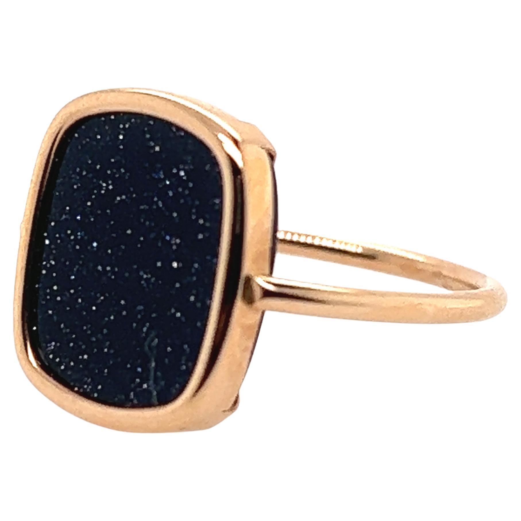 Mode-Ring Blauer Sandstein aus 18 Karat Roségold