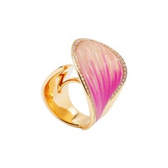 Fashion Ring Diamonds Pave Pink Gold