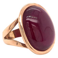 Fashion Ring Ruby Glass Filed Rose Gold 18 Karat 