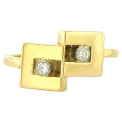 Fashion ring set with brilliant cut diamonds up to 0.08ct 14k yellow gold