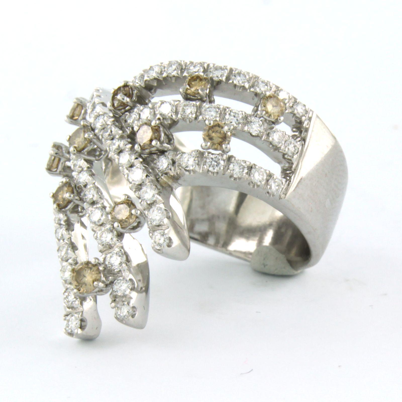 Modern Fashion ring set with diamonds up to 1.70ct 18k white gold  For Sale