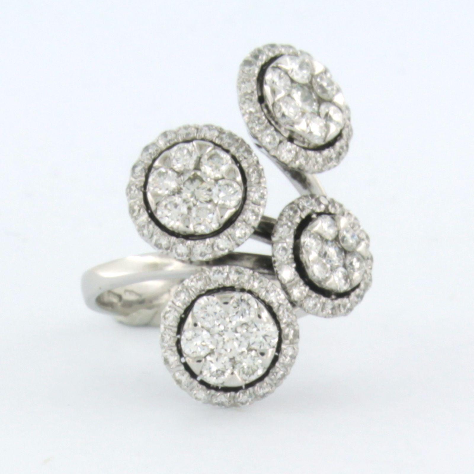 Modern Fashion ring set with diamonds up to 1.80ct 18k white gold For Sale