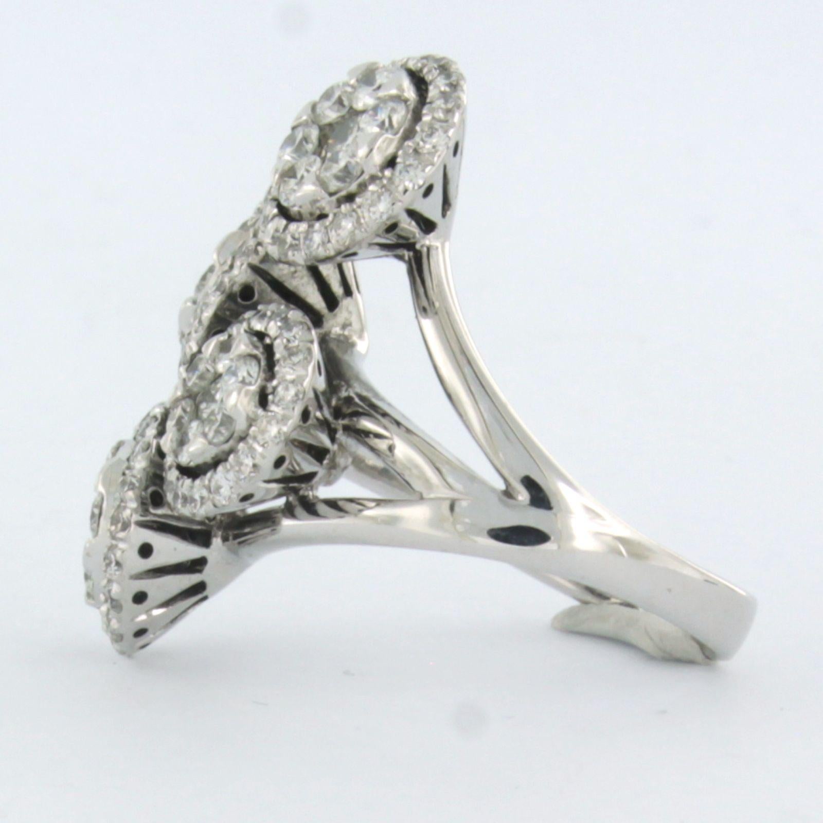 Fashion ring set with diamonds up to 1.80ct 18k white gold In Excellent Condition For Sale In The Hague, ZH