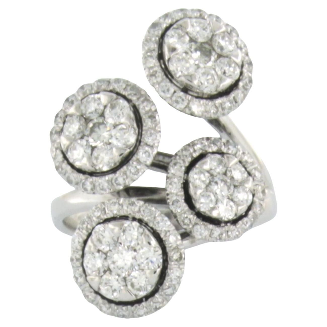 Fashion ring set with diamonds up to 1.80ct 18k white gold For Sale