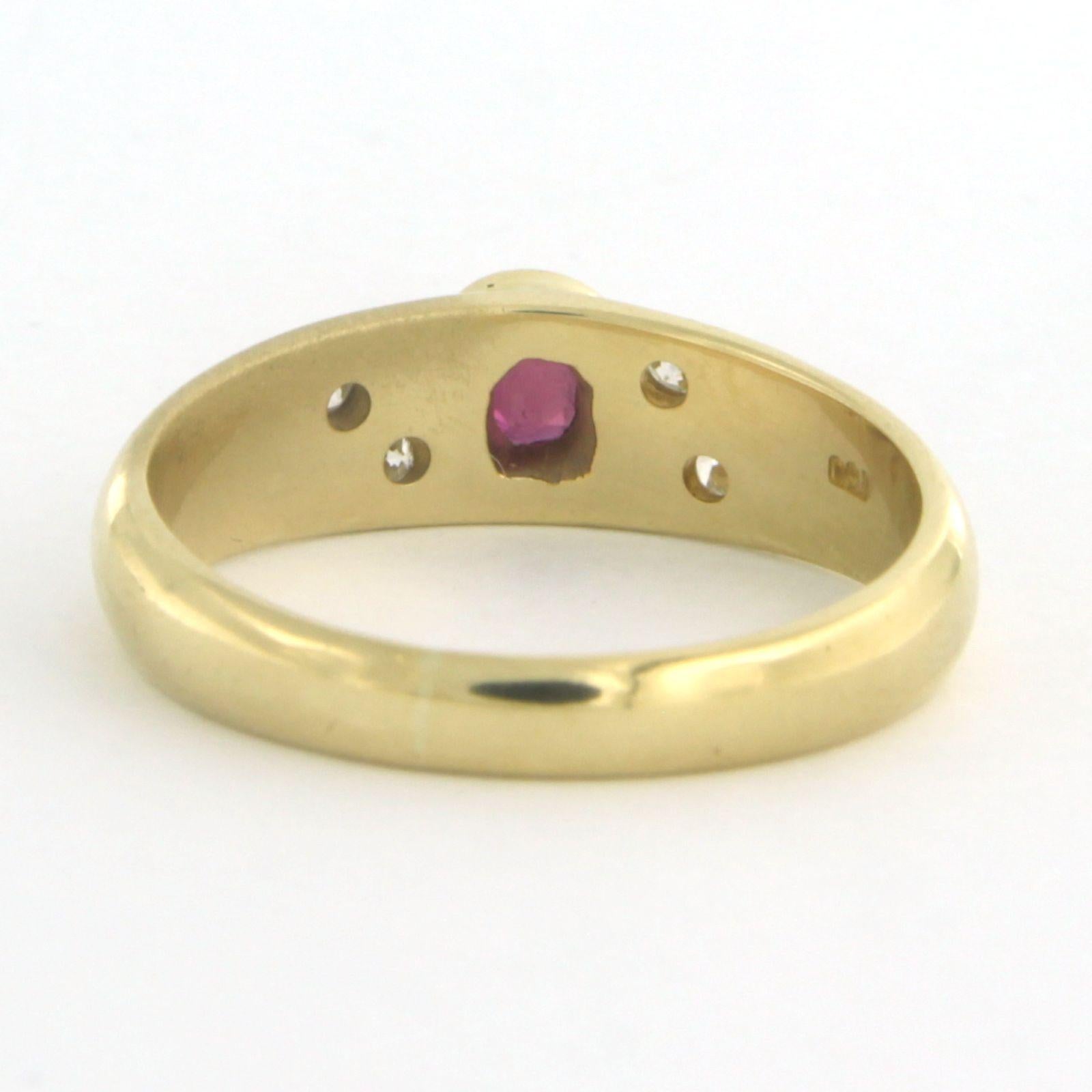 Women's Fashion ring set with ruby and diamonds 18k yellow gold