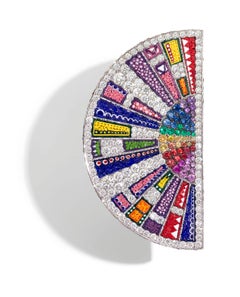 Sicis Jewels 18K White Gold Multicolor Sapphire & Diamond Ring
