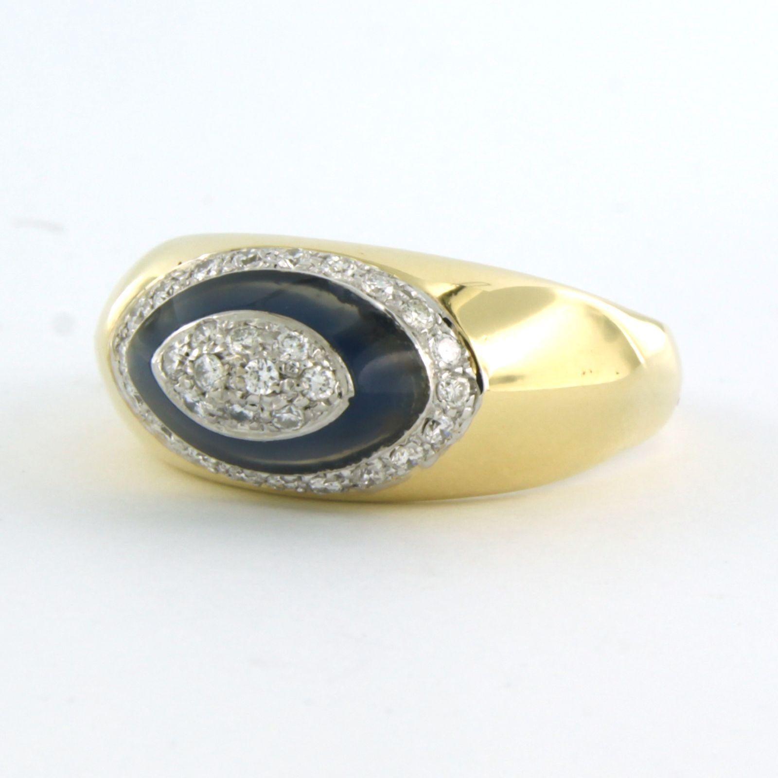 Anillo de moda con diamantes talla brillante de hasta 0,35 ct y esmalte de oro amarillo de 18k Moderno en venta