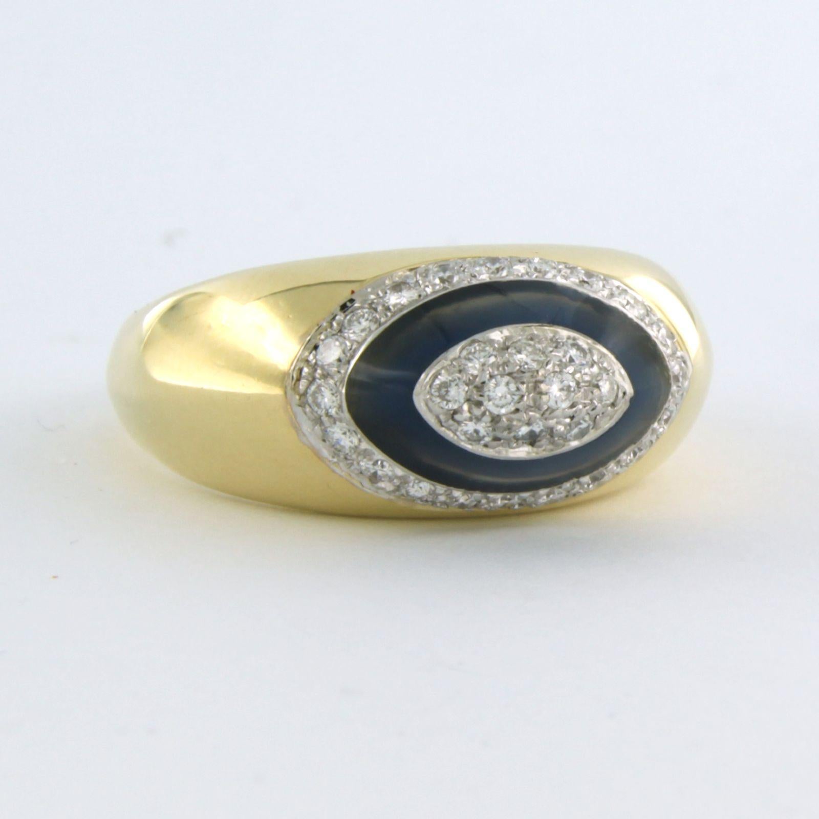 De las mujeres Anillo de moda con diamantes talla brillante de hasta 0,35 ct y esmalte de oro amarillo de 18k en venta