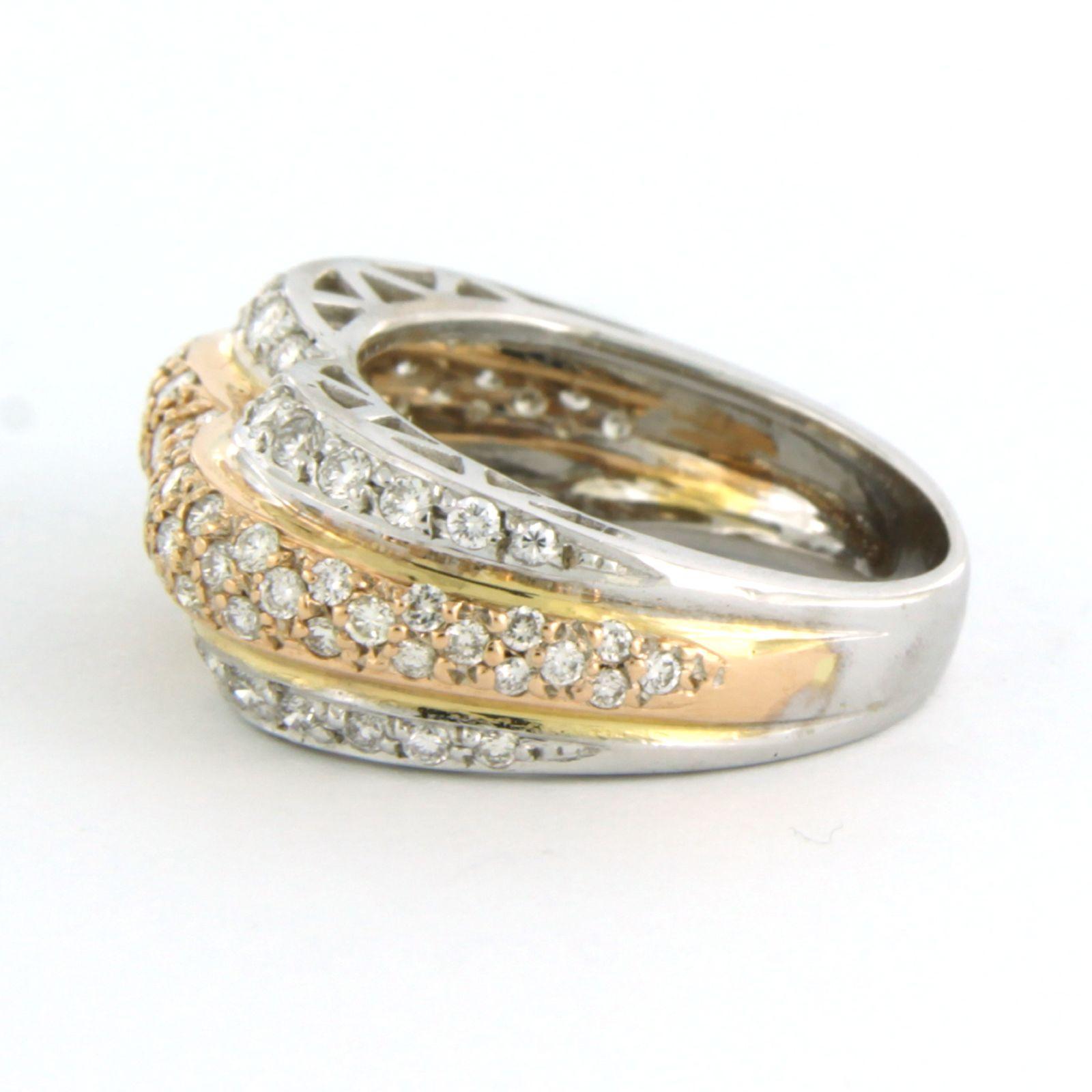 Modern Fashion ring with brilliant cut diamonds up to 1.00ct - 5.5 grams - 18k gold For Sale