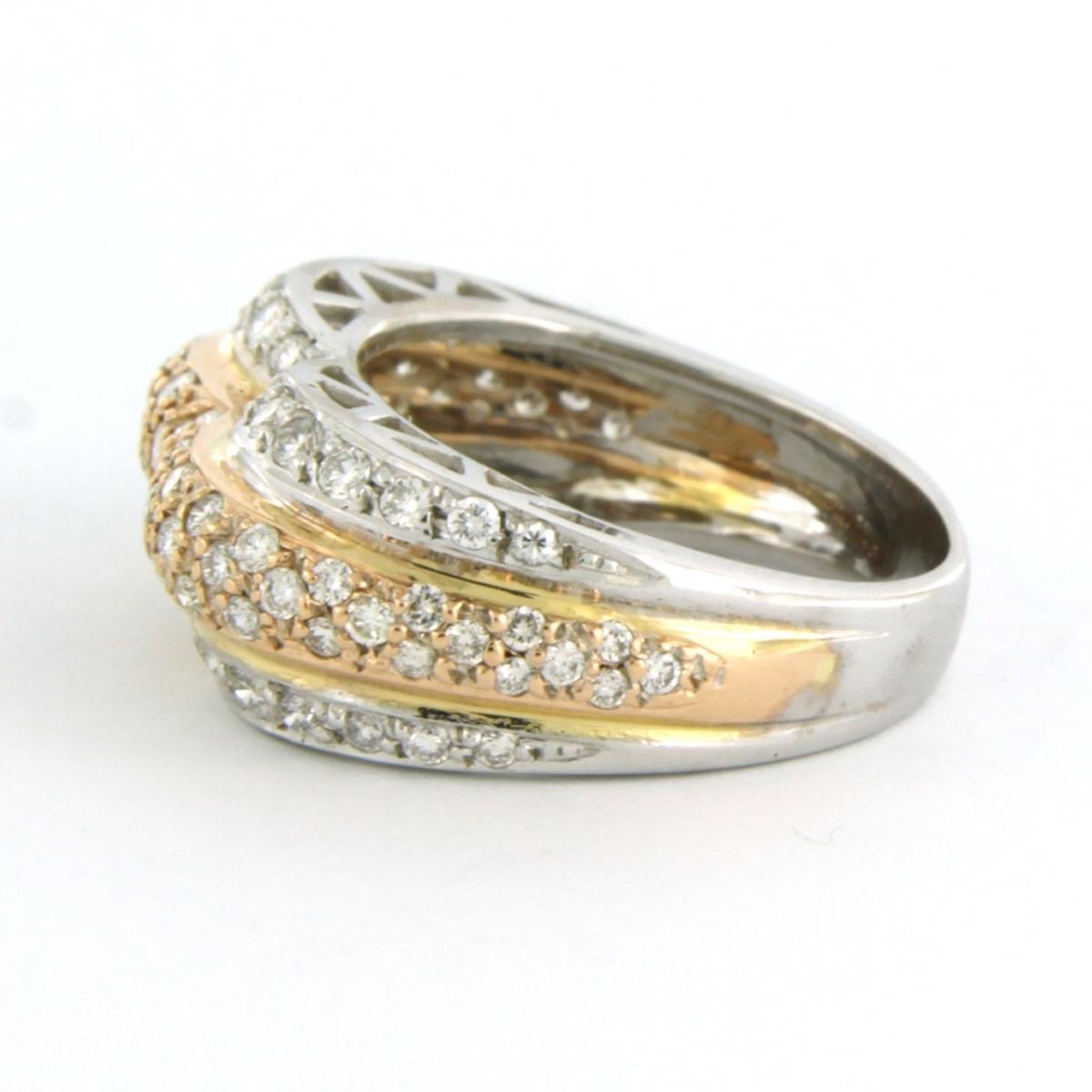 Modern Fashion ring with brilliant cut diamonds up to 1.00ct - 5.5 grams - 18k gold For Sale