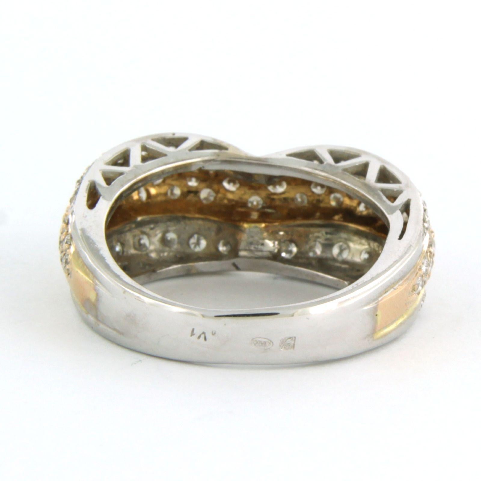 Brilliant Cut Fashion ring with brilliant cut diamonds up to 1.00ct - 5.5 grams - 18k gold For Sale