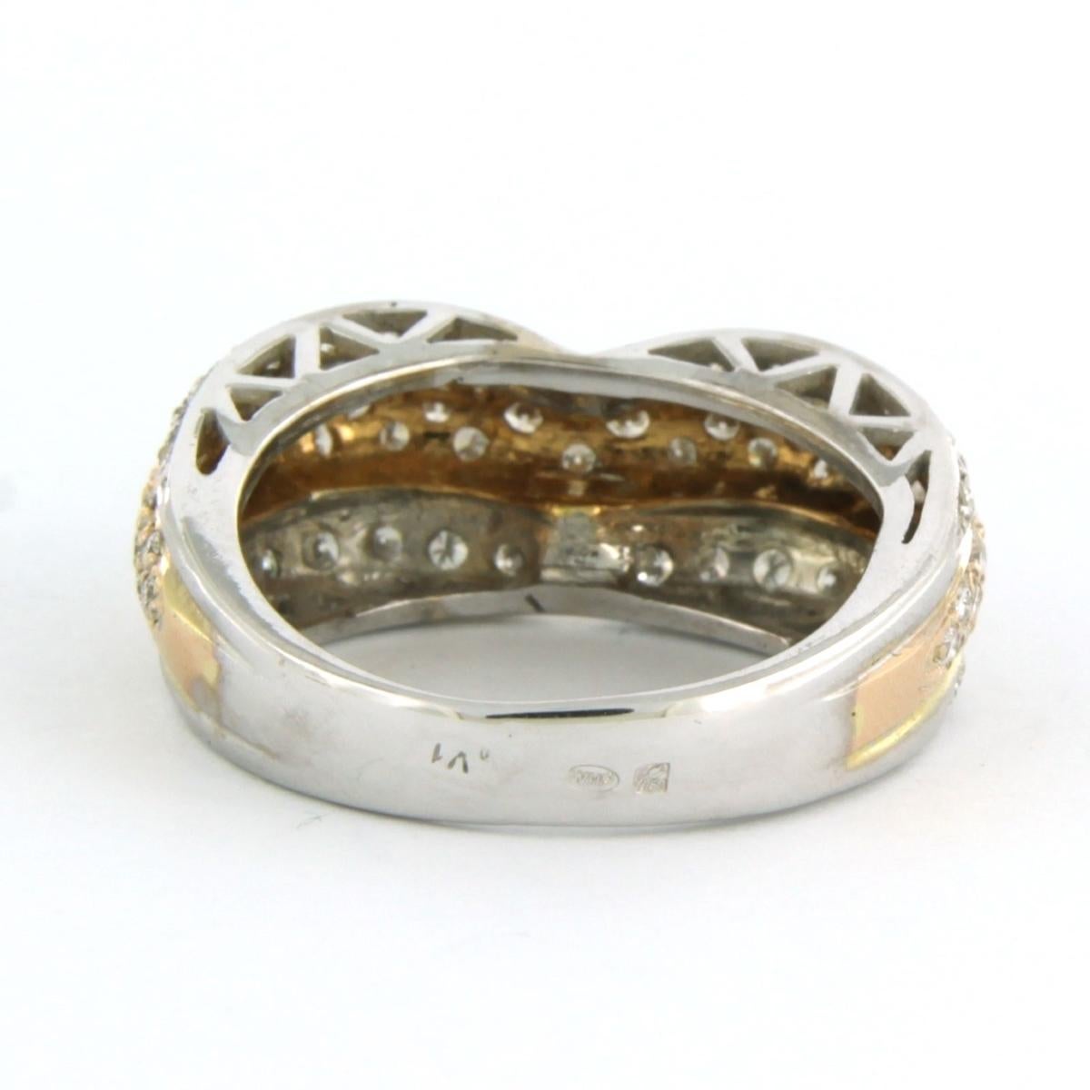 Brilliant Cut Fashion ring with brilliant cut diamonds up to 1.00ct - 5.5 grams - 18k gold For Sale