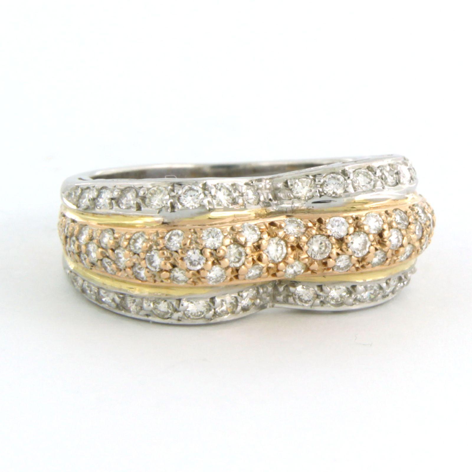 Women's Fashion ring with brilliant cut diamonds up to 1.00ct - 5.5 grams - 18k gold For Sale