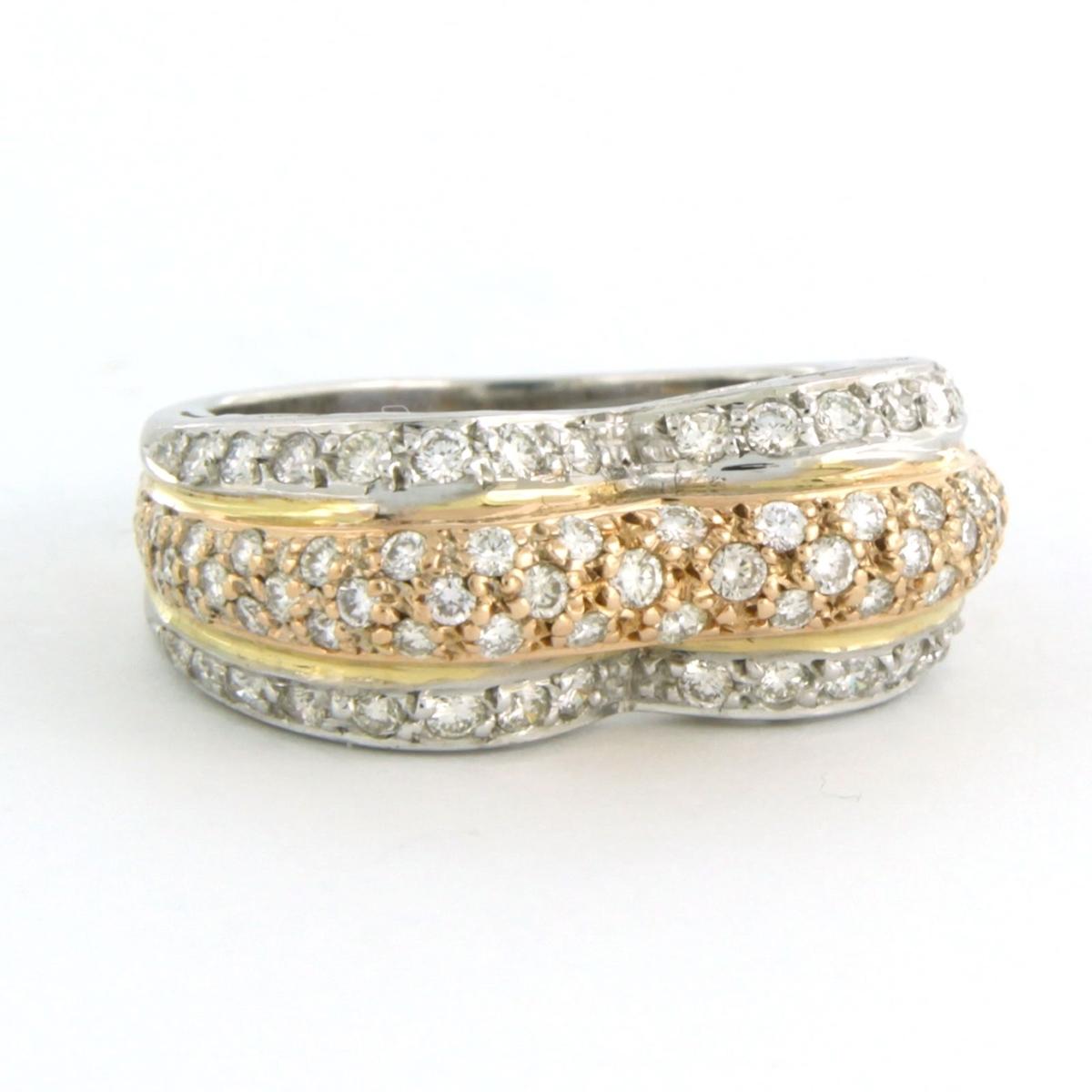 Women's Fashion ring with brilliant cut diamonds up to 1.00ct - 5.5 grams - 18k gold For Sale