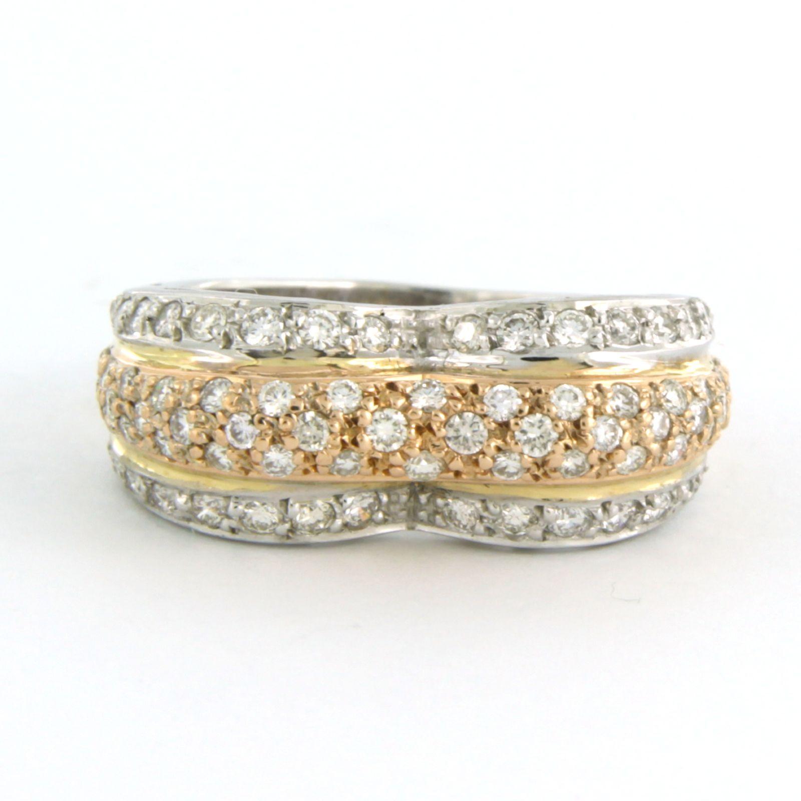 Fashion ring with brilliant cut diamonds up to 1.00ct - 5.5 grams - 18k gold For Sale 1