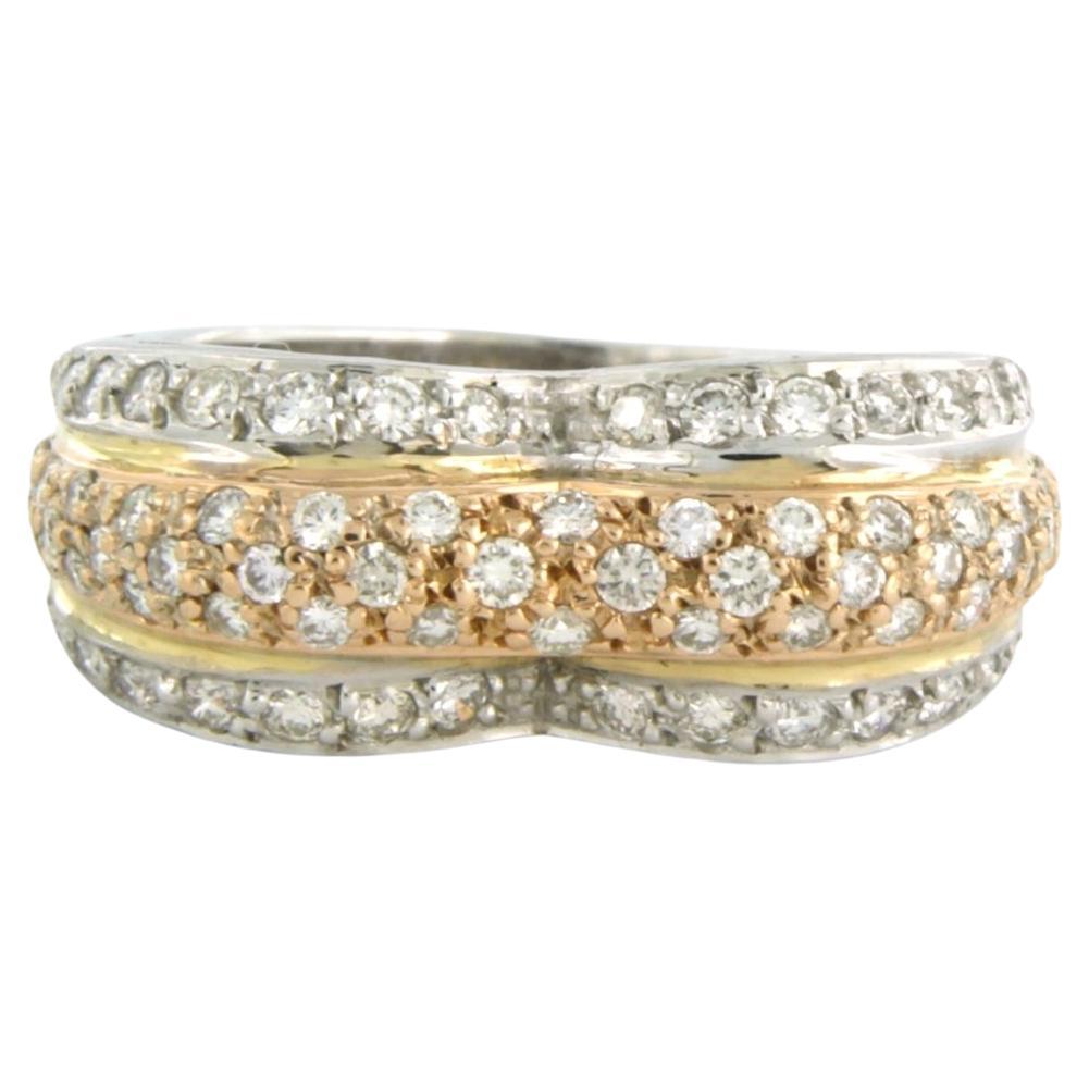 Fashion ring with brilliant cut diamonds up to 1.00ct - 5.5 grams - 18k gold