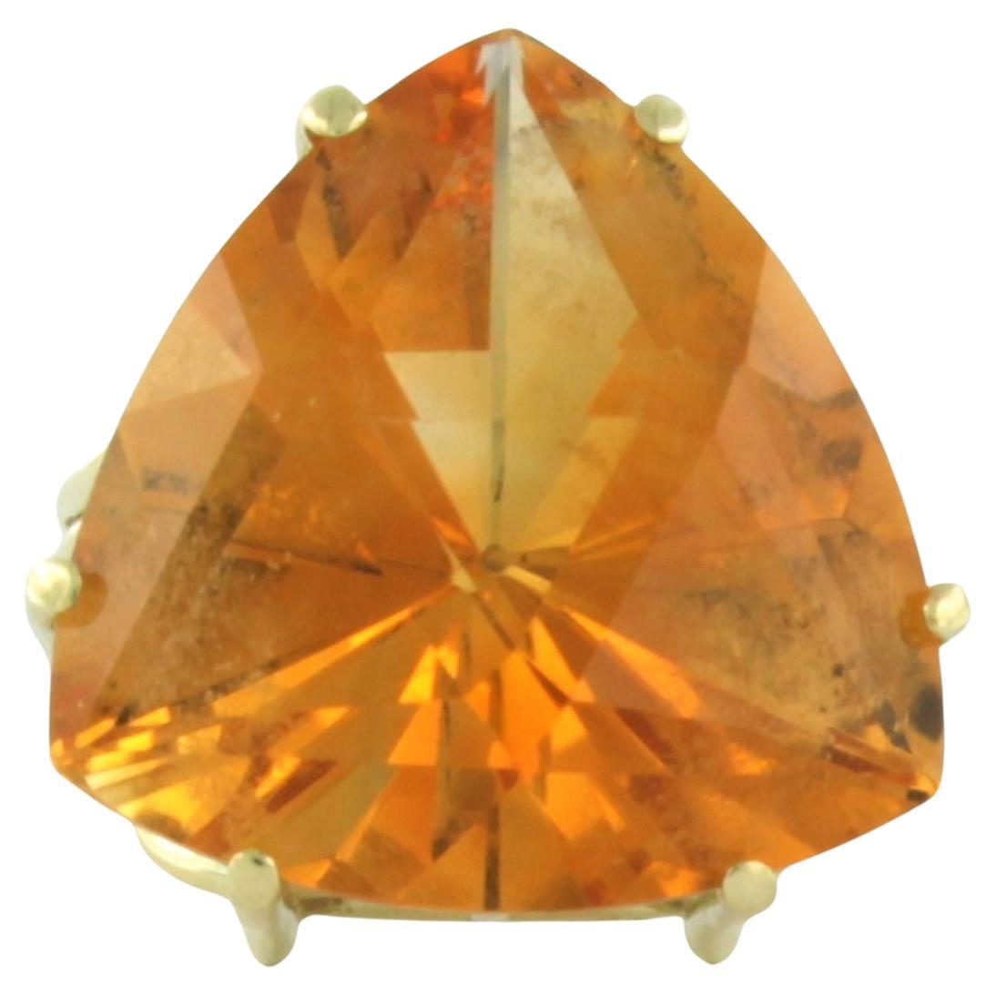 Fashion ring with triangle shape cut citrine 14k yellow gold