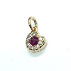 Fashion Rose Cut Ruby 0.40 Heart Pendant in 18 Carat Rose Gold and Diamonds
