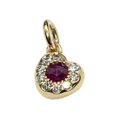 Fashion Rose Cut Ruby 0.40 Heart Pendant in 18 Carat Rose Gold and Diamonds