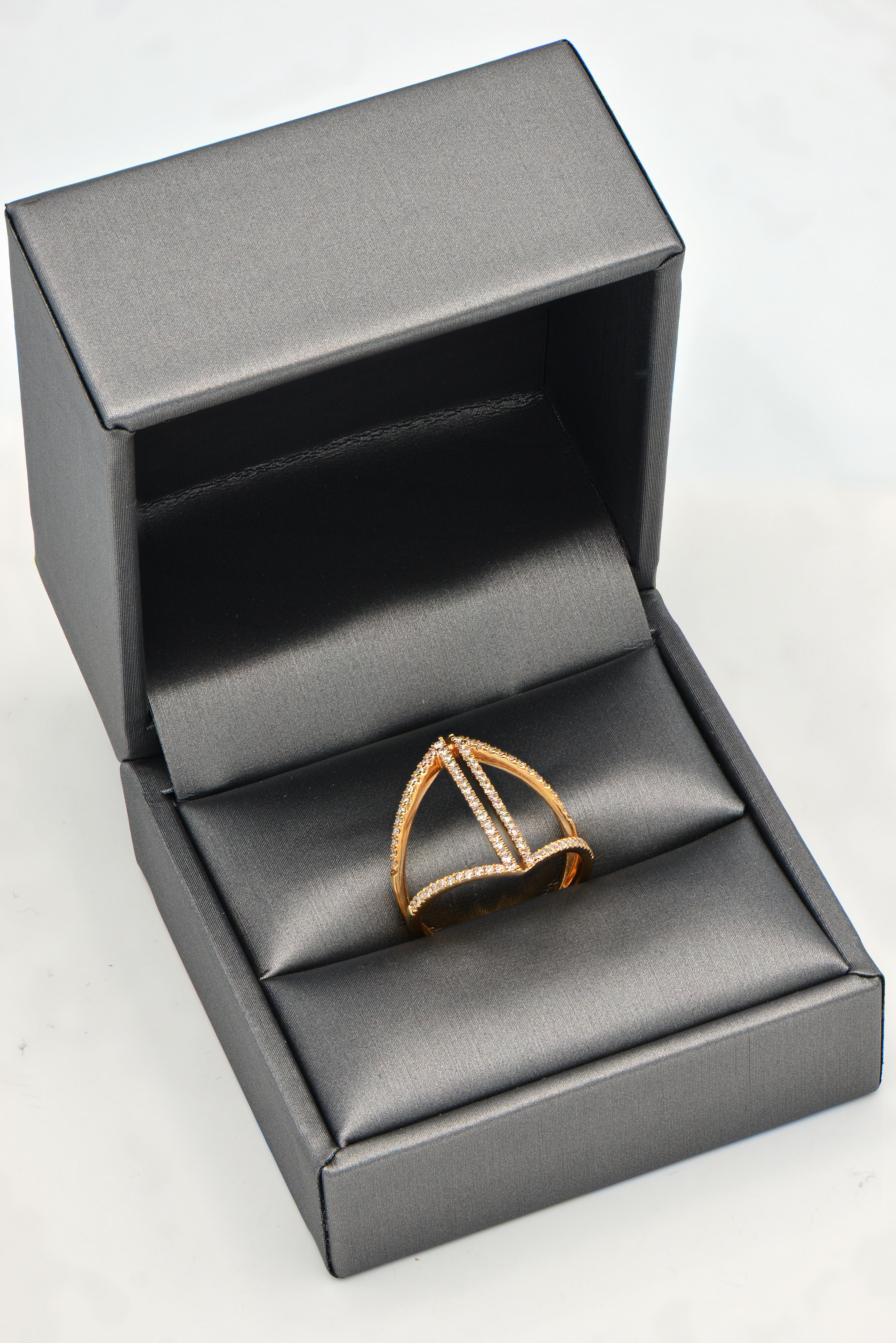 Contemporary Fashion Rose Gold and Diamond Ring For Sale