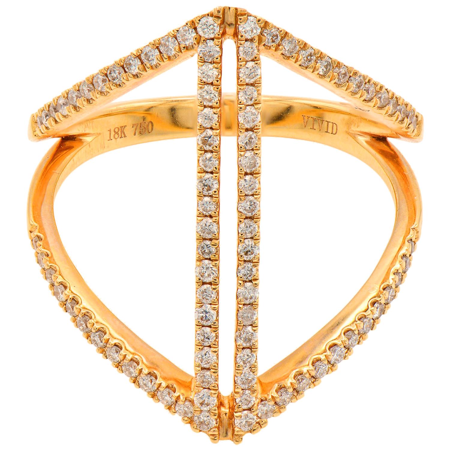 Bague à la mode en or rose et diamants en vente