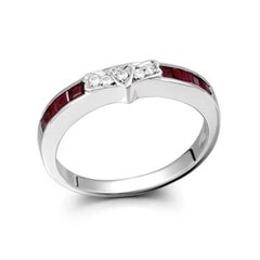 Anello moda con rubino e diamante in oro bianco 18 carati  per Lei