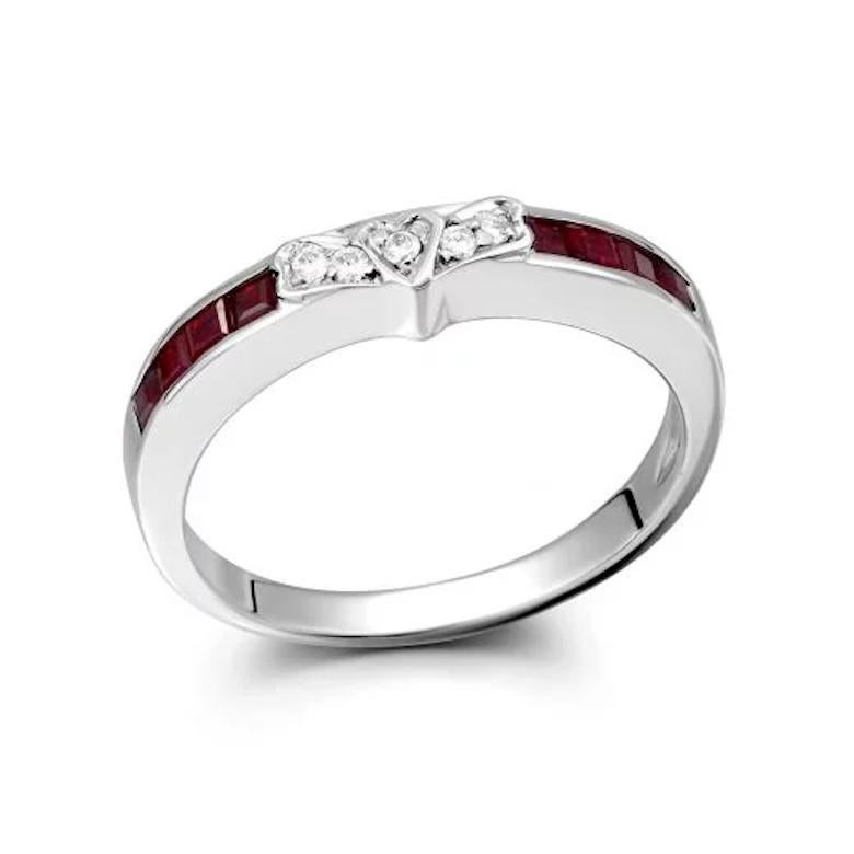 Fashion Ruby Diamond White 18k Gold Ring  for Her In New Condition For Sale In Genève, GE