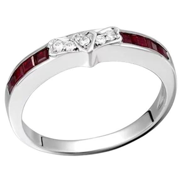Fashion Ruby Diamond White 18k Gold Ring  for Her For Sale