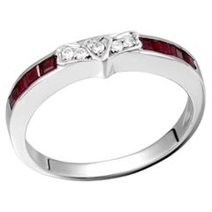 Mode-Ring aus 18 Karat Gold mit Rubin und Diamant in Weiß  für sie