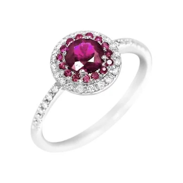Fashion Ruby Every Day Diamonds White Gold Ring for Her For Sale