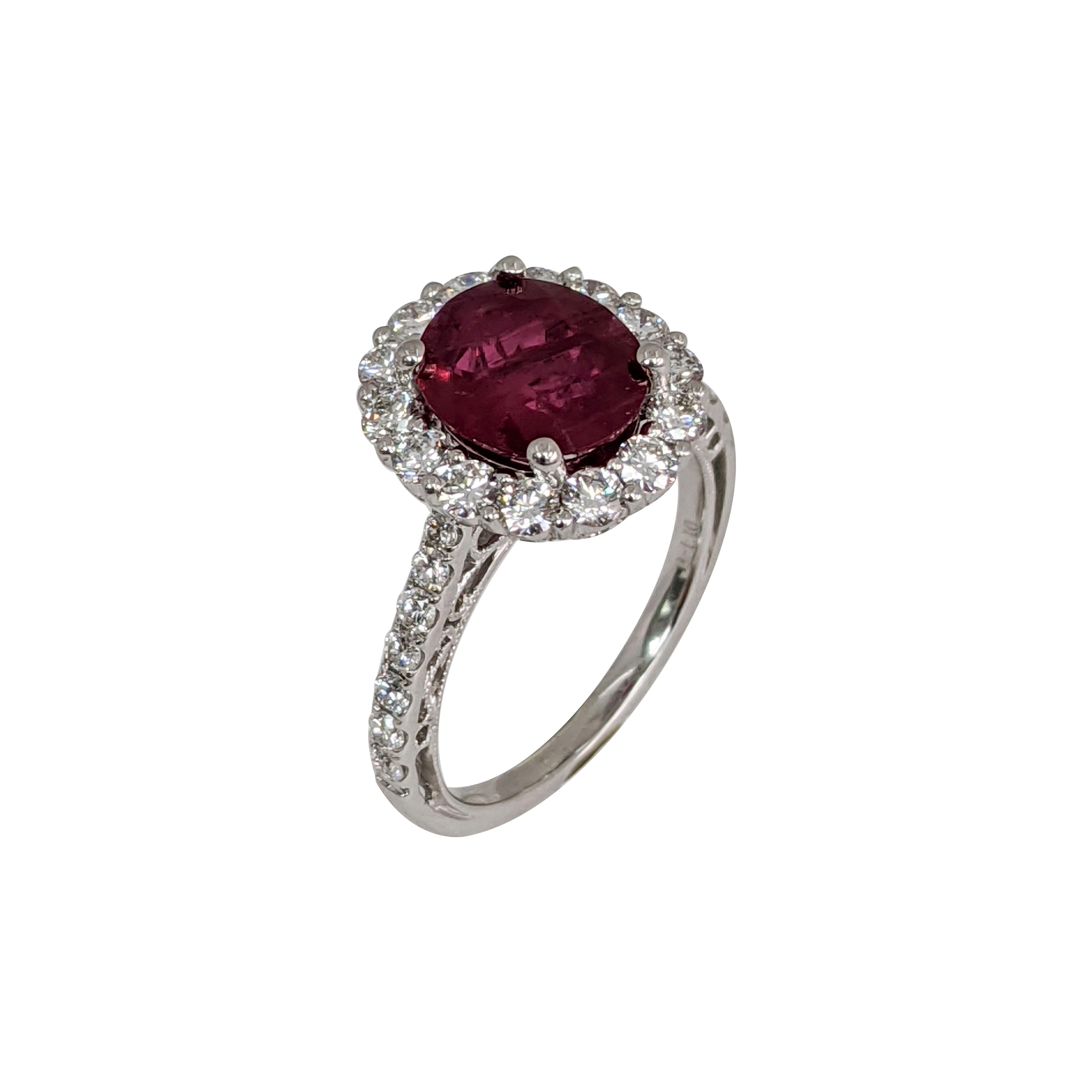 Oval Cut Fashion Ruby Ring, Diamond and Platinum Ring