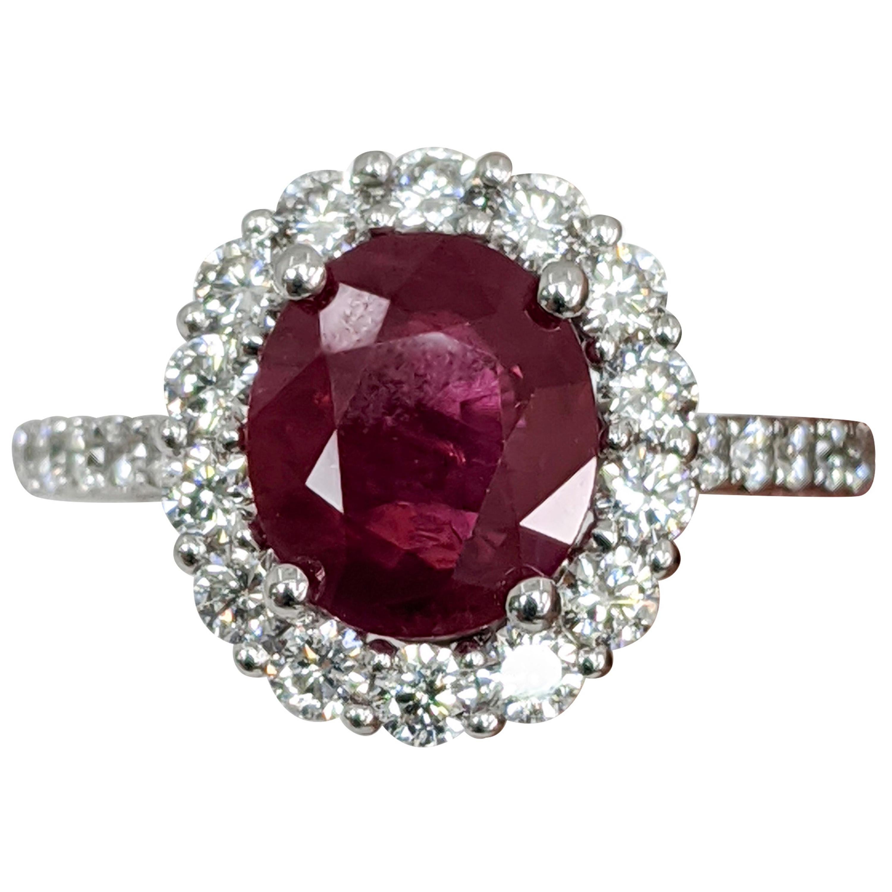 1940s Ruby and Diamond Platinum Ring For Sale at 1stDibs