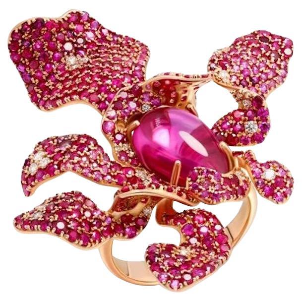Bague à la mode en or rose avec rubis, tourmaline et diamants pour elle
