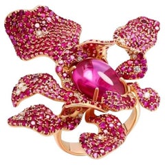 Anello moda in oro rosa con diamanti e tormaline di rubino per lei