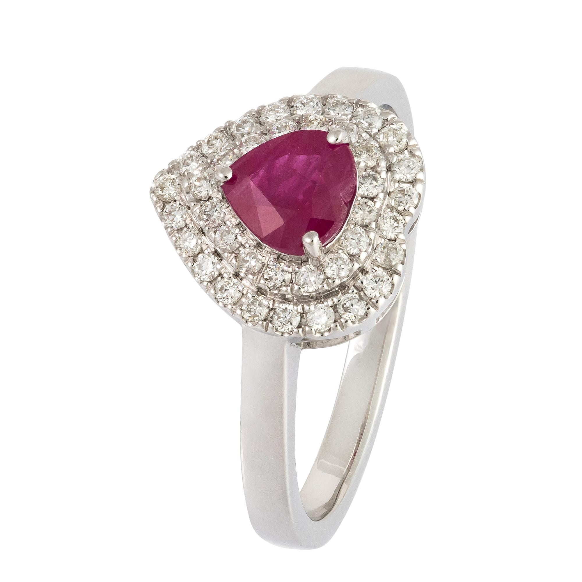 Im Angebot: Mode-Ring mit Rubin in Weiß und 18 Karat Gold mit weißen Diamanten für sie () 2